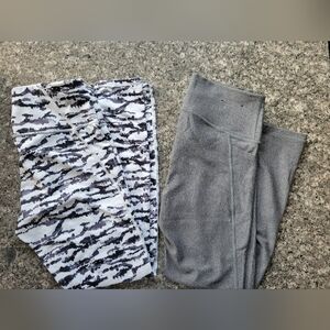 Under Armour Fabletics Lot Gray Black White Leggings Athletic Pants Medium EUC